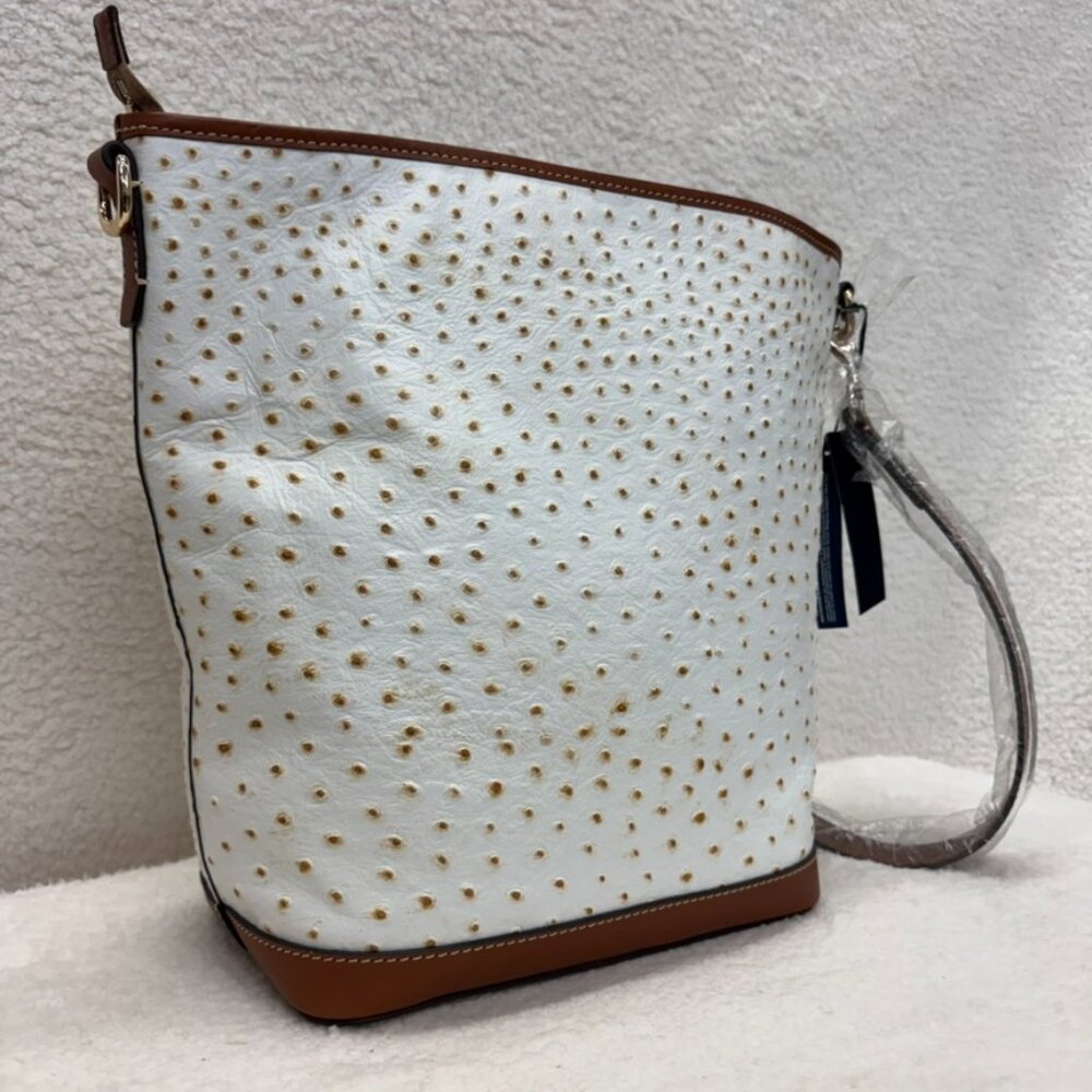 DOONEY & BOURKE Hobo Handbag in Bone Italian Leather Ostrich NEW - Picture 10 of 12